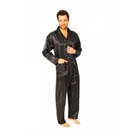 normann Satin Pyjama lang, durchgeknöpft, Schattenstreifen, 251 101 94 010, Größe2:56, Farbe:anthrazit - 10012 in anthrazit | Gr.: 56