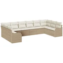 vidaXL Garten-Lounge-Set 10-tlg. beige/weiß