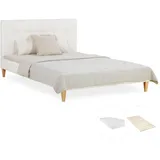 Homestyle4u Polsterbett 140x200 cm mit Matratze und Lattenrost Doppelbett mit Rückenlehne