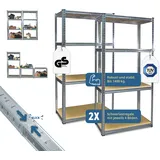 Grafner Grafner® Doppel Schwerlastregal 160x40x160cm Werkstattregal 1400kg Traglast Steckregal Lagerregal Ke