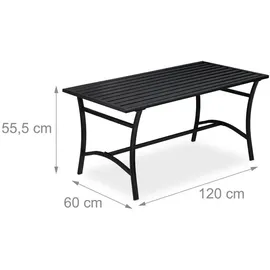 Relaxdays Gartentisch 120 x 60 x 55,5 cm schwarz