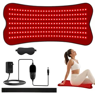 Rote Licht Matte 210 LEDs 80x35cm, Rotlicht & Infrarot 660nm 850nm LED Licht Therapie Matte, 5 Helligkeitsstufen & Timer, für Rücken Beine Schulter Taille Knie, Flexible Rotlichtmatte