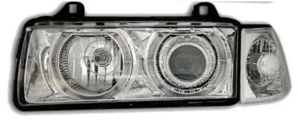 Kristallscheinwerfer für BMW E36 Angel Eyes (1991–2000) 4-türige Limousine - Chrom