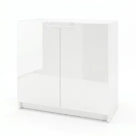 Vladon Logan 82 x 78 x 37 cm Weiß matt/Weiß Hochglanz