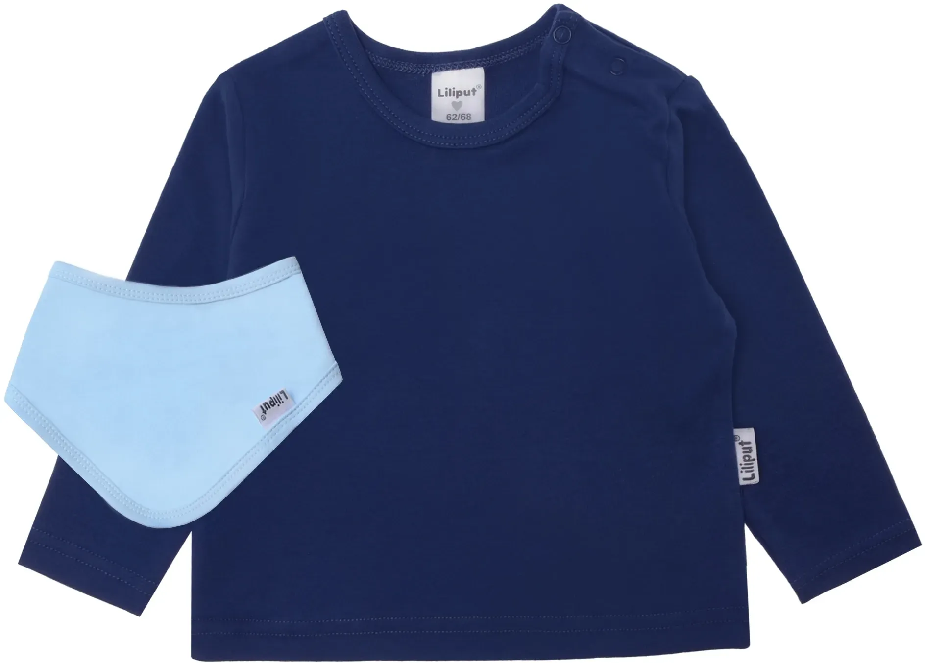 Langarmshirt LILIPUT, Mädchen, Gr. 50/56, blau (dunkelblau), 100% Baumwolle, unifarben, Rundhals, Shirts Langarmshirt, aus reiner Bio-Baumwolle