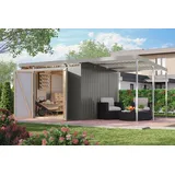Gerätehaus KARIBU "Argonium 3,5 SET mit Anbaudach", graualuminium, Gerätehäuser, Metall