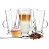 Sendez Glas 6 Latte Macchiato Gläser auf Fuß Kaffeegläser Teeglas, Glas weiß