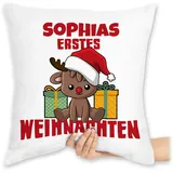 Kissen 40x40 Zierkissen - Weihnachtskissen Christmas Geschenke - Erstes Weihnachten mit Name - 40 x 40 cm - Weiß - personalisierte weihnacht 1. weihnachtliches Weihnachts First weihnachtliche erste