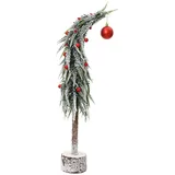 Kaemingk Mini-Tanne 60 cm beschneit mit roten Kugeln