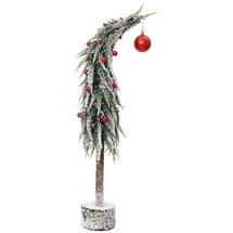 Kaemingk Mini-Tanne 60 cm beschneit mit roten Kugeln