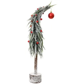 Kaemingk Mini-Tanne 60 cm beschneit mit roten Kugeln
