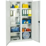 PROREGAL Werkzeugschrank mit 2 Türen, HxBxT 180x100x50cm, 8 verzinkte Fachböden, Lichtgrau/Lichtgrau, Lagerschrank Metallschrank Werkstattschrank