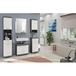 xonox.home Waschbeckenunterschrank Scout 60 x 56 x 34 cm Grau/Weiß Hochglanz