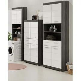 inn.furn Shawn Midischrank 74 x 141 cm Weiß Hochglanz/Grau Kunststoff