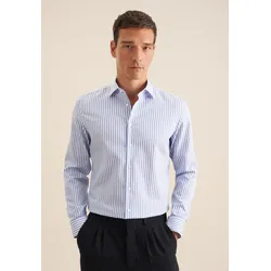 Businesshemd SEIDENSTICKER, Herren, Gr. M (40), blau (mittelblau), 100% Baumwolle, gestreift, skinny fit, Hemden, X-Slim Kentkragen Gestreift