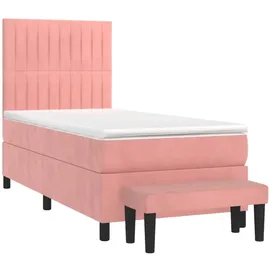 vidaXL Boxspringbett mit Matratze Rosa 90x200 cm Samt