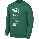 Nike Club Fleece Sweatshirt Herren Top M Nk Bb Crew Stack Gx, Malachite/Safety Orange, 3XL