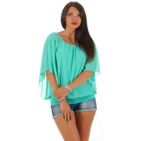 CLEO STYLE Chiffonbluse Damen Bluse 661 36-40 Mint grün 36-40
