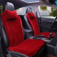 Lifup Auto Sitzbezug Warme Plüsch, Vordersitzbezug Universal, Sitzauflagen Faux Lammfell, 2er Set Rot 46x46cm,63x46cm