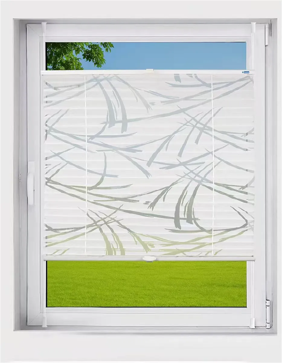 Plissee K-HOME "Plissee Ausbrenner Streifen, Klemmfix, ohne Bohren, Lichtschutz", weiß, weiß, B:40cm H:130cm, Obermaterial: 100% Polyester, Plissees, Klemmfix-Plissee mit Ausbrenner Stoff