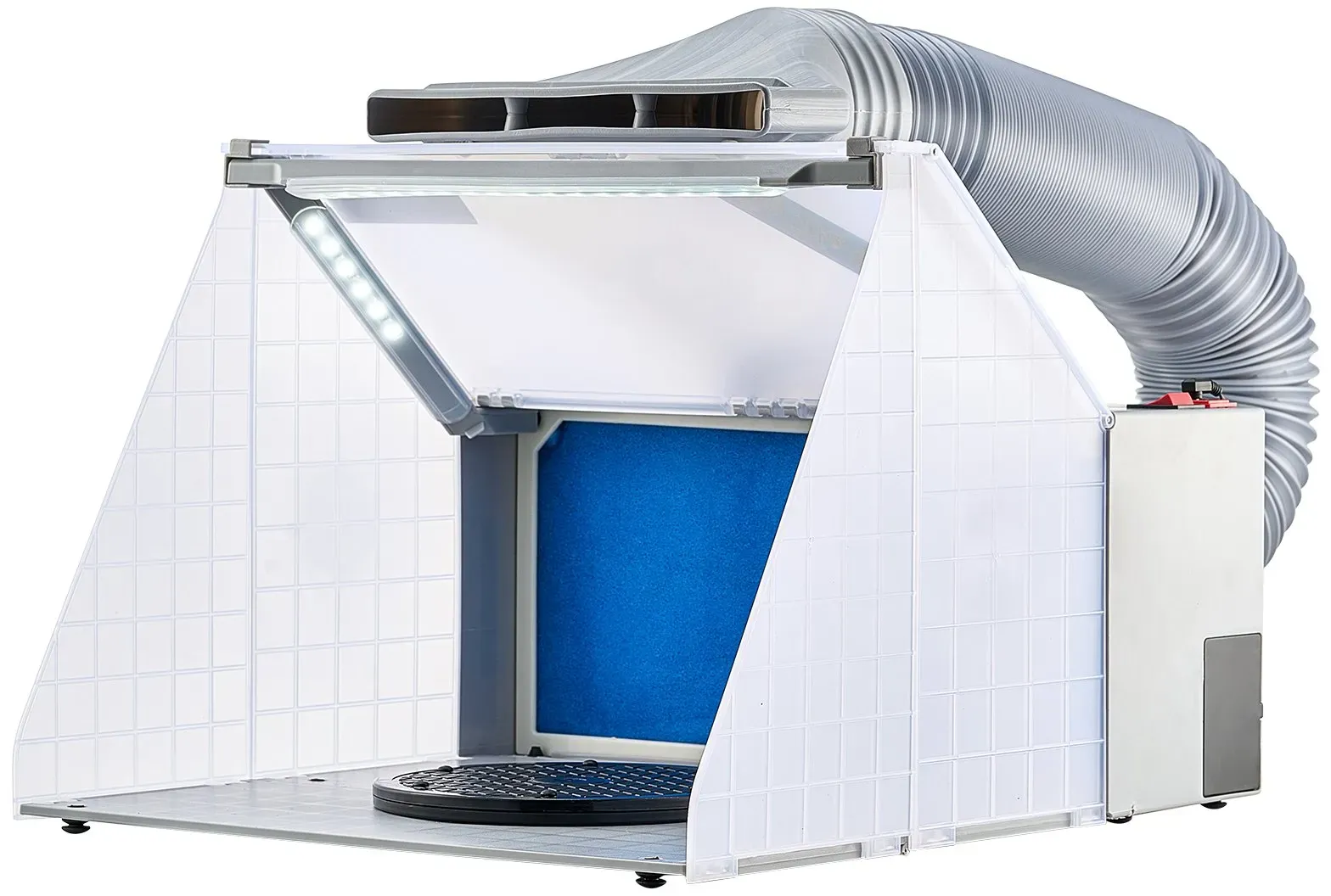 VEVOR Airbrush Spritzkabine, Airbrush-Farbspritzkabinen-Set 4 m3/min, mit LED-Leuchten, Abluftventilator und Abluft-Verlängerungsschlauch, zum Bemalen von Modellen, Kunst, Handwerk, Modellkuchen