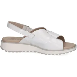 CAPRICE Damen Sandalen Leder mit Klettverschluss, Weiß (White Naplak), 37 EU