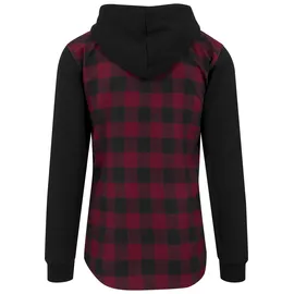 URBAN CLASSICS Hooded Ed Flanell Sweat Leeve Hemd Black / Bordeaux / Black L