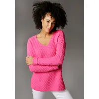 V-Ausschnitt-Pullover ANISTON CASUAL Gr. 38, pink (magenta) Damen Pullover im trendigen Mustermix Bestseller