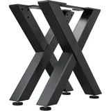 GGM Möbel 2er-Set X Tischkufen | Füße: 6x6cm | B58xH73cm | Schwarz | X Tischgestell, Tischkufen Schwarz