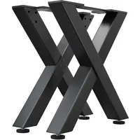 GGM Möbel 2er-Set X Tischkufen | Füße: 6x6cm | B58xH73cm | Schwarz | X Tischgestell, Tischkufen Schwarz