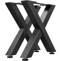 GGM Möbel 2er-Set X Tischkufen | Füße: 6x6cm | B58xH73cm | Schwarz | X Tischgestell, Tischkufen Schwarz