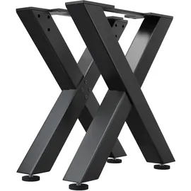 GGM Möbel 2er-Set X Tischkufen | Füße: 6x6cm | B58xH73cm | Schwarz | X Tischgestell, Tischkufen Schwarz