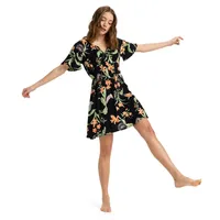 Roxy Tropical Tides Crinkle Kurzes Kleid - Anthracite Island