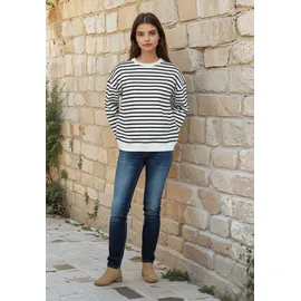 salzhaut Longpullover TAIER Blau / Weiß 3XL