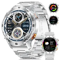 Smartwatch Herren mit Telefonfunktion, 1.43" Amoled Smart Watch Herren mit 120 Sportmodi/Schrittzähler, IP68 Wasserdicht Fitnessuhr mit Herzfrequenz/Schlafmonitor für Android iOS, Silber, 2 Armbänder