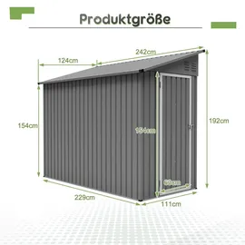rolipo Gerätehaus 1,24 x 1,92 m Grau