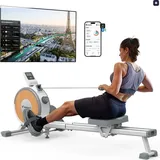 Merach Leise Rudergerät für Zuhause – 16 Stufen Magnetisch Widerstand, App-steuerung - Tablet-halter, bis 158 kg