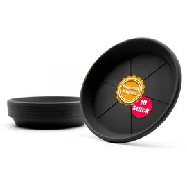 BigDean 10 Stück Blumentopf Untersetzer Ø 19,5 cm in Anthrazit – Topfuntersetzer aus robustem Kunststoff & Made in Europe