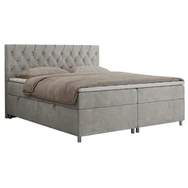 MKS Meble Boxspringbett 140x200 mit Bettkasten, Boxspringbett 140x200 mit Matratze, Doppelbett mit Matratze und Topper - Polsterbett mit Kopfteil - ROMA - 14... - Hellgrau