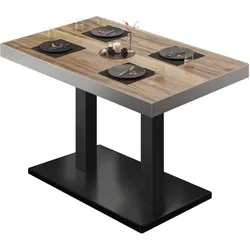 BM | Bistrotisch | B:T:H 120 x 70 x 77 cm | Sheesham / Schwarz | Rechteckig | Edelstahl Rand