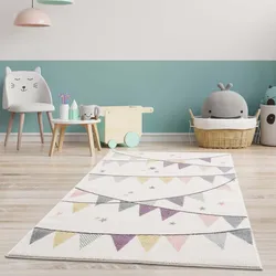 Kinderteppich CARPET CITY "Anime9381", beige (creme), B:160cm H:11mm L:230cm, Polypropylen (PP), Teppiche, Spielteppich, Spielteppich, Wimpel, Weicher Flor, Pflegeleicht, Kinderzimmer