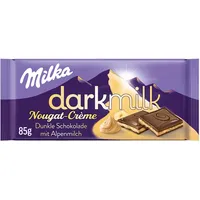 Milka Dark Milk Nougat-Créme 1x 85g I Zartherbe Alpenmilch-Schokolade I mit Nougat-Créme-Füllung I Milka Schokolade aus 100% Alpenmilch I Tafelschokolade (Packung mit 10)