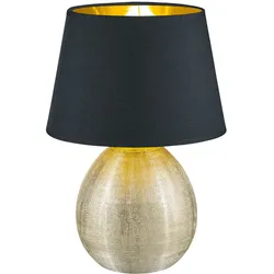 Tisch Lampe Leuchte Schlafzimmer schwarz goldfarbig Schreibtsich Wohnraum Reality Leuchten R50631079