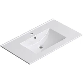 doporro - Waschbecken Einbauwaschbecken 81x47x18cm Weiß Aus Keramik Inkl. Nano-beschichtung Rechteckig Brüssel912