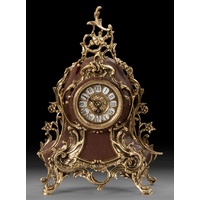 Casa Padrino Luxus Barock Tischuhr Gold / Braun 19 x H. 35 cm - Handgefertigte Bronze Uhr im Barockstil - Barock Schreibtischuhr - Barock Schreibtisch Deko - Barock Deko Accessoires - Barockstil Uhren