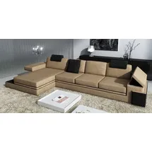 JVmoebel Design Ledersofa Sofa Couch Polster Wohnlandschaft Eck Garnitur Textil Tachau B