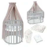 Waldin Babybett OWAL Kinderbett 7in1 mit Matratze, mitwachsendes Kinder-Bett