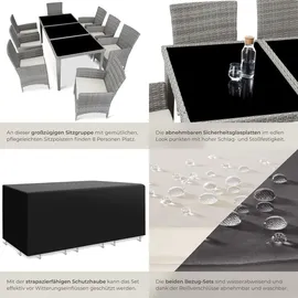 Tectake Monaco Rattan Sitzgruppe 9-tlg. hellgrau inkl. Schutzhülle