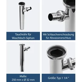 SANITOP-WINGENROTH Verstellrohr Abw.-Schl.chrom 1 1/4" x 200 mm