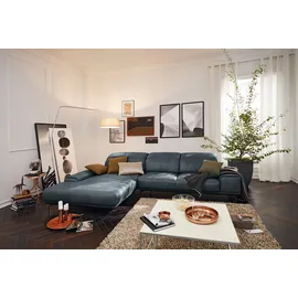 Musterring Wohnlandschaft MUSTERRING "MR 2490 Ecksofa mit erstklassigem Sitzkomfort, Long-Life-Leder", blau (blau, b), B:342cm T:207cm, Sofas, Wohnlandschaft, Bronze-Fuß Sitzhöhe 46cm, wahlweise mit Funktionen, Maße 342 x 207 cm